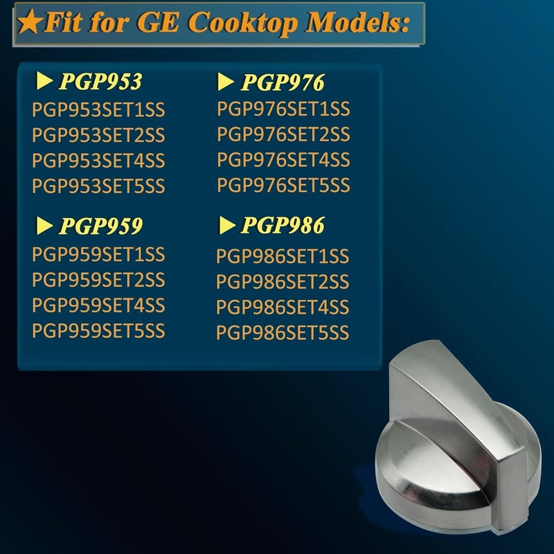 AUGSMIAR 5 Pack WB03X25796 WB03T10326 Gas Cooktop Knob, Range Burner Stove Knob Compatible with GE Range Cooktop, Surface Burner Control Knob Replaces PS11721433, AP5986232, etc. Silver. - Image 2